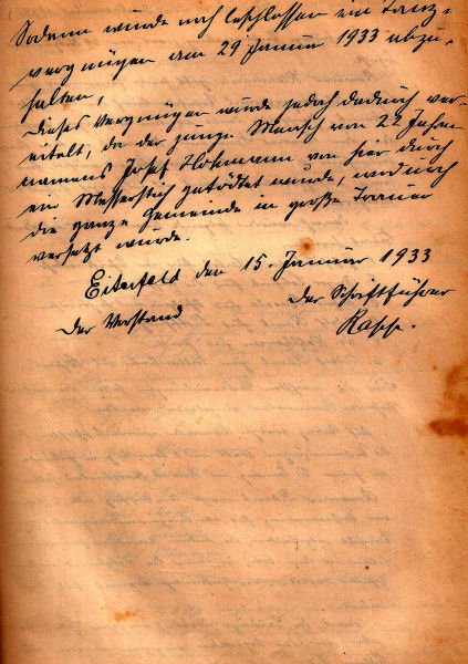 Protokoll Kriegerverein 1933